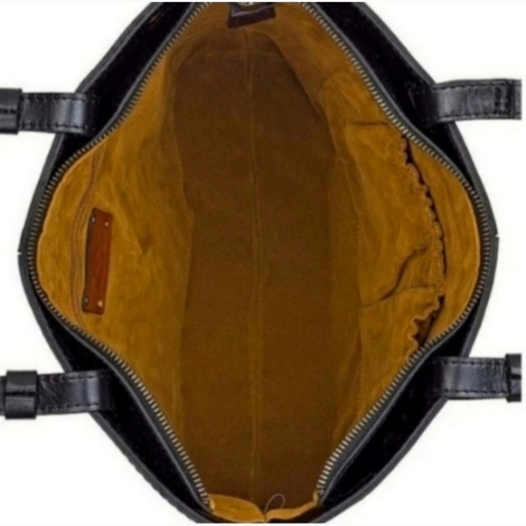 PATRICIA NASH Shoulder Bag Leather Braden Tote Colorblock Black Brown Red Orange - Picture 8 of 12